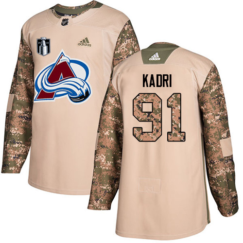 Adidas Colorado Avalanche #91 Nazem Kadri Camo 2022 Stanley Cup Final Patch Authentic Veterans Day Stitched NHL Jersey Men’s->colorado avalanche->NHL Jersey