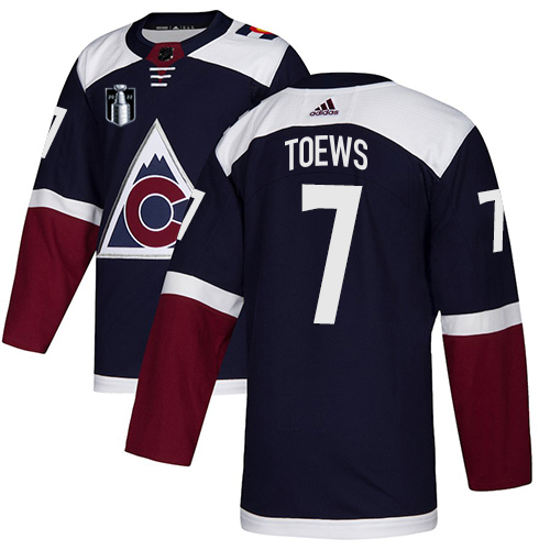 Adidas Colorado Avalanche #7 Devon Toews Navy 2022 Stanley Cup Final Patch Alternate Authentic Stitched NHL Jersey Men’s->youth nhl jersey->Youth Jersey