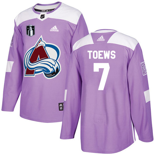 Adidas Colorado Avalanche #7 Devon Toews Purple 2022 Stanley Cup Final Patch Authentic Fights Cancer Stitched NHL Jersey Men’s->youth nhl jersey->Youth Jersey