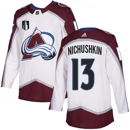 Adidas Colorado Avalanche #13 Valeri Nichushkin White 2022 Stanley Cup Final Patch Road Authentic Stitched NHL Jersey Men’s->youth nhl jersey->Youth Jersey