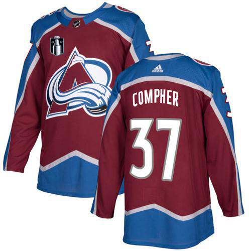 Adidas Colorado Avalanche #37 J.T. Compher Burgundy 2022 Stanley Cup Final Patch Home Authentic Stitched NHL Jersey Men’s->youth nhl jersey->Youth Jersey