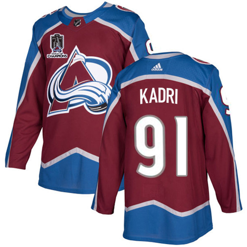 Adidas Colorado Avalanche #91 Nazem Kadri Burgundy 2022 Stanley Cup Champions Burgundy Home Authentic Stitched NHL Jersey Men’s->women nhl jersey->Women Jersey