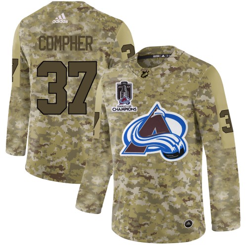 Adidas Colorado Avalanche #37 J.T. Compher Camo 2022 Stanley Cup Champions Authentic Stitched NHL Jersey Men’s->youth nhl jersey->Youth Jersey