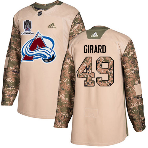 Adidas Colorado Avalanche #49 Samuel Girard Camo Authentic 2022 Stanley Cup Champions Veterans Day Stitched NHL Jersey Men’s->youth nhl jersey->Youth Jersey