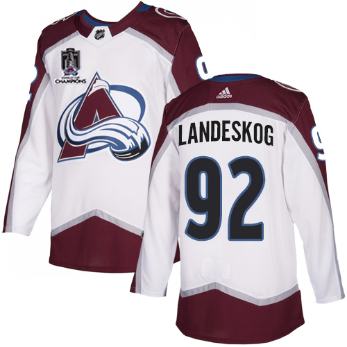 Adidas Colorado Avalanche #92 Gabriel Landeskog White 2022 Stanley Cup Champions Road Authentic Stitched NHL Jersey Men’s->colorado avalanche->NHL Jersey
