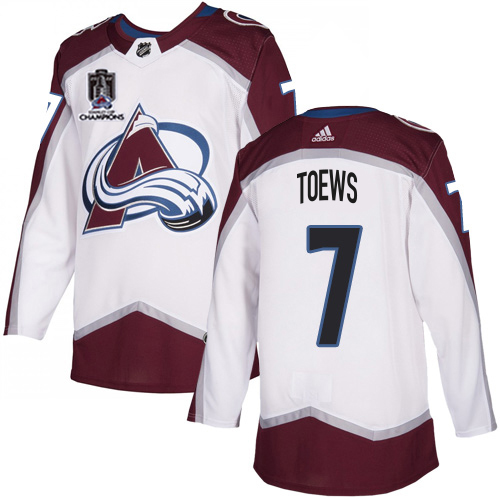 Adidas Colorado Avalanche #7 Devon Toews White 2022 Stanley Cup Champions Road Authentic Stitched NHL Jersey Men’s->youth nhl jersey->Youth Jersey