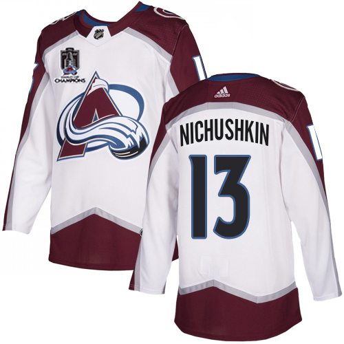 Adidas Colorado Avalanche #13 Valeri Nichushkin White 2022 Stanley Cup Champions Road Authentic Stitched NHL Jersey Men’s->youth nhl jersey->Youth Jersey