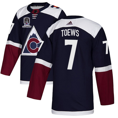Adidas Colorado Avalanche #7 Devon Toews Navy 2022 Stanley Cup Champions Alternate Authentic Stitched NHL Jersey Men’s->youth nhl jersey->Youth Jersey
