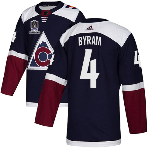 Adidas Colorado Avalanche #4 Bowen Byram Navy 2022 Stanley Cup Champions Alternate Authentic Stitched NHL Jersey Men’s->youth nhl jersey->Youth Jersey