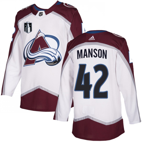 Adidas Colorado Avalanche #42 Josh Manson White 2022 Stanley Cup Final Patch Road Authentic Stitched NHL Jersey Men’s->youth nhl jersey->Youth Jersey