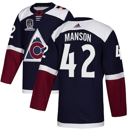 Adidas Colorado Avalanche #42 Josh Manson Navy 2022 Stanley Cup Champions Alternate Authentic Stitched NHL Jersey Men’s->youth nhl jersey->Youth Jersey
