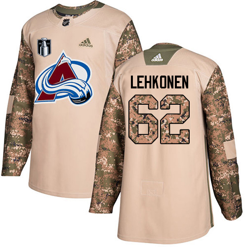 Adidas Colorado Avalanche #62 Artturi Lehkonen Camo 2022 Stanley Cup Final Patch Authentic Veterans Day Stitched NHL Jersey Men’s->colorado avalanche->NHL Jersey