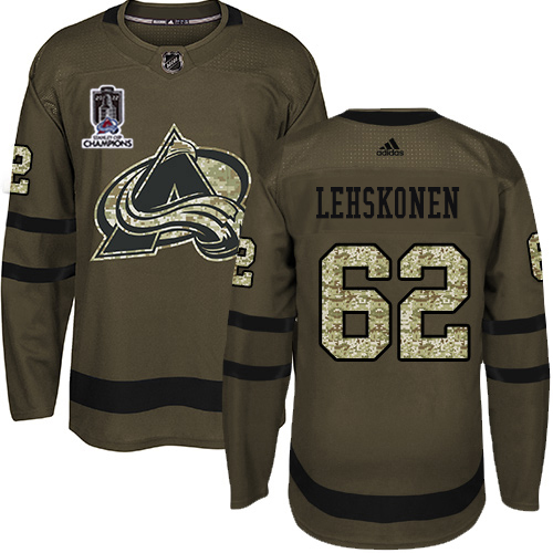 Adidas Colorado Avalanche #62 Artturi Lehkonen Green 2022 Stanley Cup Champions Salute To Service Stitched NHL Jersey Men’s->youth nhl jersey->Youth Jersey