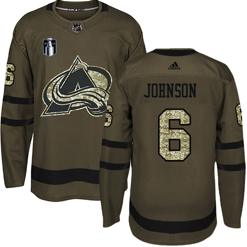Adidas Colorado Avalanche #6 Erik Johnson Green 2022 Stanley Cup Final Patch Salute to Service Stitched NHL Jersey Men’s->youth nhl jersey->Youth Jersey