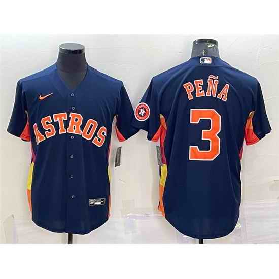 Men Houston Astros #3 Jeremy Pena Navy With Patch Cool Base Stitched Jersey->houston astros->MLB Jersey