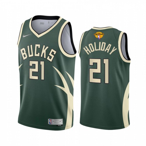 Milwaukee Milwaukee Bucks #21 Jrue Holiday Men’s 2021 NBA Finals Bound Swingman Earned Edition Jersey Green Men’s->youth nba jersey->Youth Jersey