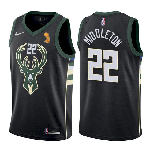 Nike Milwaukee Bucks #22 Khris Middleton 2021 NBA Finals Champions Swingman Statement Edition Jersey Black Men’s->milwaukee bucks->NBA Jersey