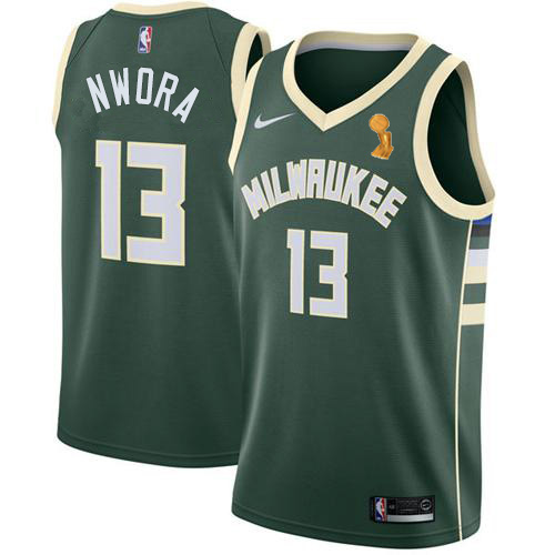 Nike Milwaukee Bucks #13 Jordan Nwora 2021 NBA Finals Champions Swingman Icon Edition Jersey Green Men’s->youth nba jersey->Youth Jersey
