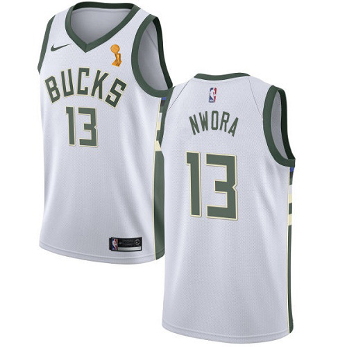 Nike Milwaukee Bucks #13 Jordan Nwora 2021 NBA Finals Champions Swingman Association Edition Jersey White Men’s->youth nba jersey->Youth Jersey