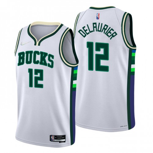 Milwaukee Milwaukee Bucks #12 Javin Delaurier Men’s Nike White 2021/22 Swingman NBA Jersey – City Edition Men’s->milwaukee bucks->NBA Jersey