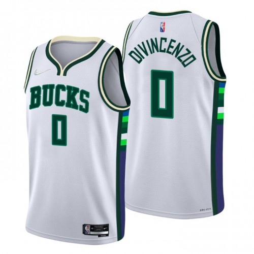 Milwaukee Milwaukee Bucks #0 Donte Divincenzo Men’s Nike White 2021/22 Swingman NBA Jersey – City Edition Men’s->milwaukee bucks->NBA Jersey