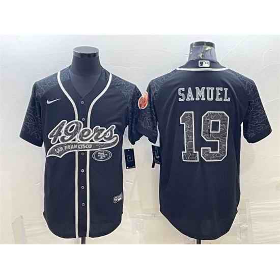 Men San Francisco 49ers #19 Deebo Samuel Black Reflective With Patch Cool Base Stitched Baseball Jersey->san francisco 49ers->NFL Jersey