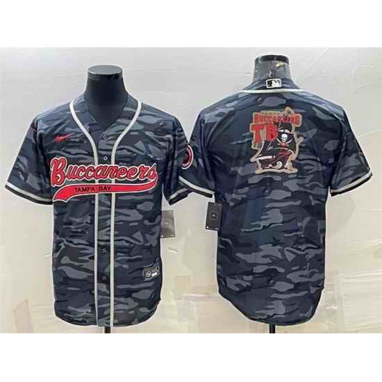 Men Tampa Bay Buccaneers Grey Camo Team Big Logo With Patch Cool Base Stitched Baseball Jersey->washington commanders->NFL Jersey