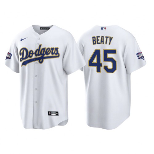 Los Angeles Los Angeles Dodgers #45 Matt Beaty Men’s Nike 2021 Gold Program World Series Champions MLB Jersey Whtie Men’s->youth mlb jersey->Youth Jersey