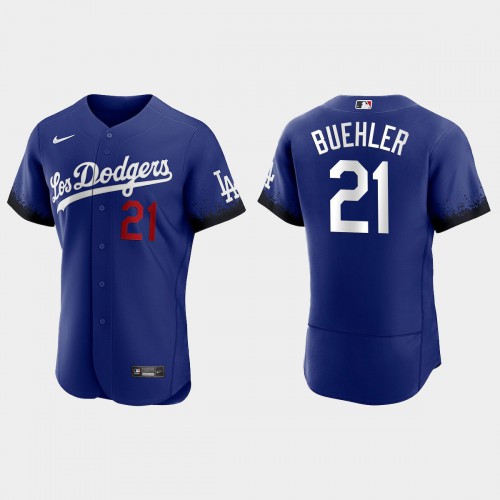 Los Angeles Los Angeles Dodgers #21 Walker Buehler Nike Men’s 2021 City Connect Authentic MLB Jersey Royal Men’s->women mlb jersey->Women Jersey