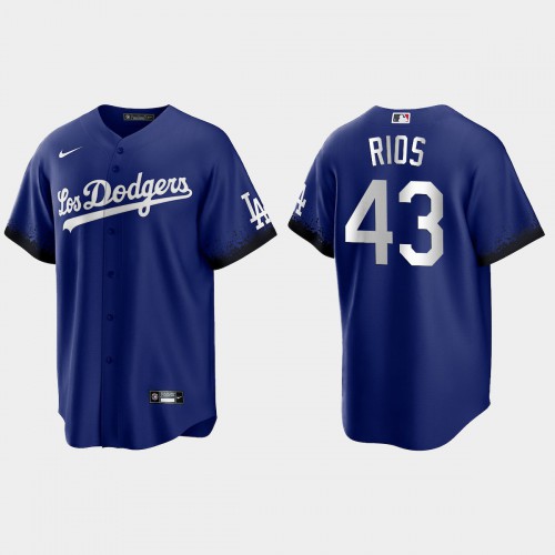 Los Angeles Los Angeles Dodgers #43 Edwin Rios Nike Men’s 2021 City Connect Game MLB Jersey Royal Men’s->youth mlb jersey->Youth Jersey