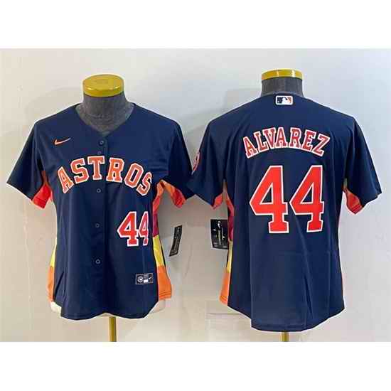 Women Houston Astros #44 Yordan Alvarez Navy With Patch Cool Base Stitched Baseball Jerseys->women mlb jersey->Women Jersey
