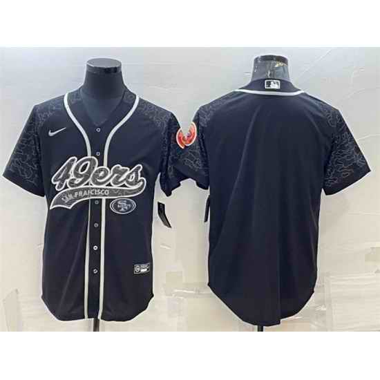 Men San Francisco 49ers Blank Black Reflective With Patch Cool Base Stitched Baseball Jersey->seattle seahawks->NFL Jersey