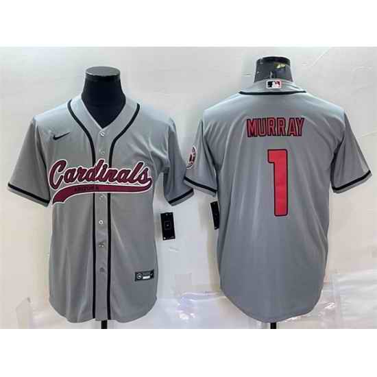 Men Arizona Cardinals #1 Kyler Murray Grey With Patch Cool Base Stitched Baseball Jersey->arizona cardinals->NFL Jersey