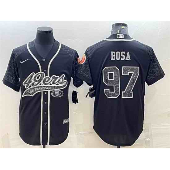 Men San Francisco 49ers #97 Nick Bosa Black Reflective With Patch Cool Base Stitched Baseball Jersey->san francisco 49ers->NFL Jersey