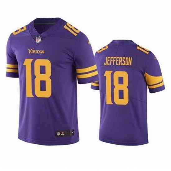 Men Minnesota Vikings Justin Jefferson #18 Rush Color Stitched NFL Jersey->detroit lions->NFL Jersey