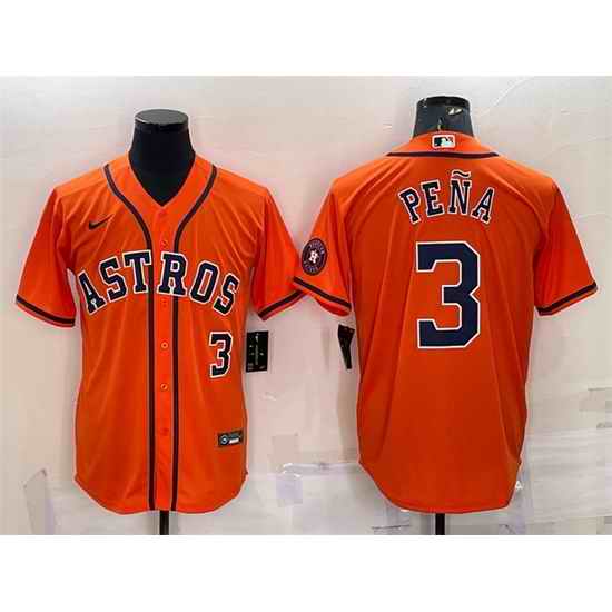 Men Houston Astros #3 Jeremy Pena Orange With Patch Cool Base Stitched Jersey_1->houston astros->MLB Jersey
