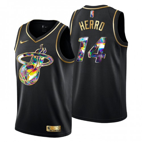 Miami Miami Heat #14 Tyler Herro Men’s Golden Edition Diamond Logo 2021/22 Swingman Jersey – Black Men’s->youth nba jersey->Youth Jersey