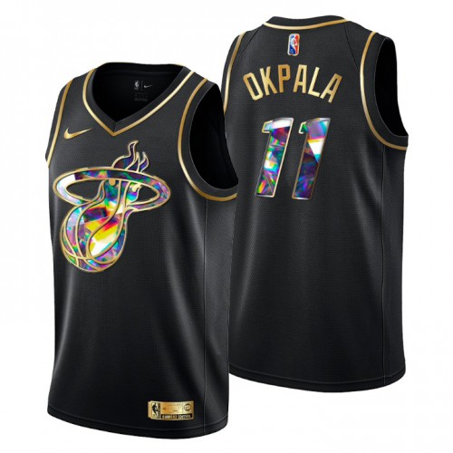Miami Miami Heat #11 KZ Okpala Men’s Golden Edition Diamond Logo 2021/22 Swingman Jersey – Black Men’s->miami heat->NBA Jersey