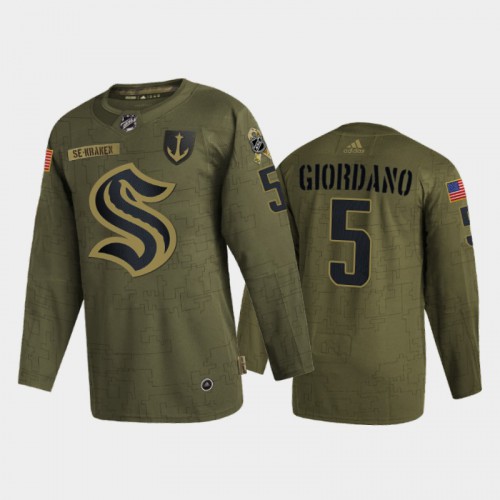 Seattle Seattle Kraken #5 Mark Giordano Men’s Adidas Veterans Day 2022 Military Appreciation NHL Jersey – Olive Men’s->women nhl jersey->Women Jersey