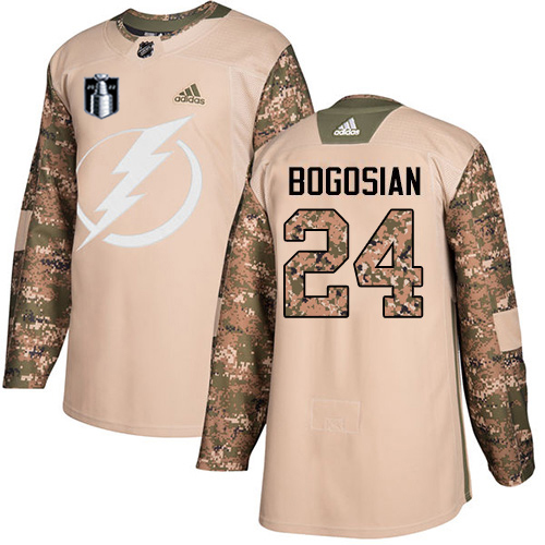 Adidas Tampa Bay Lightning #24 Zach Bogosian Camo Authentic 2022 Stanley Cup Final Patch Veterans Day Stitched NHL Jersey Men’s->youth nhl jersey->Youth Jersey