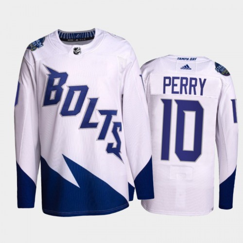 Adidas Tampa Bay Lightning #10 Corey Perry Men’s 2022 Stadium Series Authentic NHL Jersey – White Men’s->youth nhl jersey->Youth Jersey