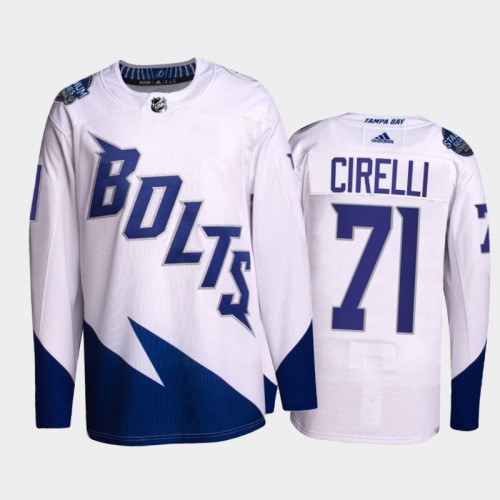 Adidas Tampa Bay Lightning #71 Anthony Cirelli Men’s 2022 Stadium Series Authentic NHL Jersey – White Men’s->youth nhl jersey->Youth Jersey