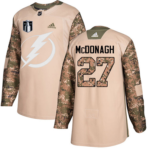 Adidas Tampa Bay Lightning #27 Ryan McDonagh Camo Authentic 2022 Stanley Cup Final Patch Veterans Day Stitched NHL Jersey Men’s->women nhl jersey->Women Jersey