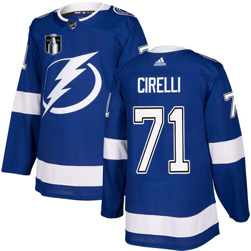 Adidas Tampa Bay Lightning #71 Anthony Cirelli Blue 2022 Stanley Cup Final Patch Home Authentic Stitched NHL Jersey Men’s->youth nhl jersey->Youth Jersey