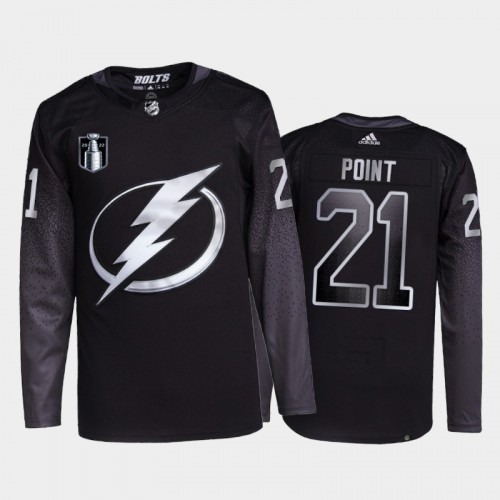 Adidas Tampa Bay Lightning #21 Brayden Point Men’s 2022 Stanley Cup Final Patch Alternate Authentic NHL Jersey – Black Men’s->women nhl jersey->Women Jersey