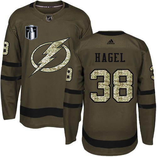 Adidas Tampa Bay Lightning #38 Brandon Hagel Green 2022 Stanley Cup Final Patch Salute to Service Stitched NHL Jersey Men’s->youth nhl jersey->Youth Jersey