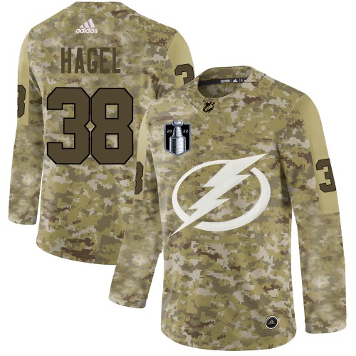 Adidas Tampa Bay Lightning #38 Brandon Hagel Camo 2022 Stanley Cup Final Patch Authentic Stitched NHL Jersey Men’s->youth nhl jersey->Youth Jersey