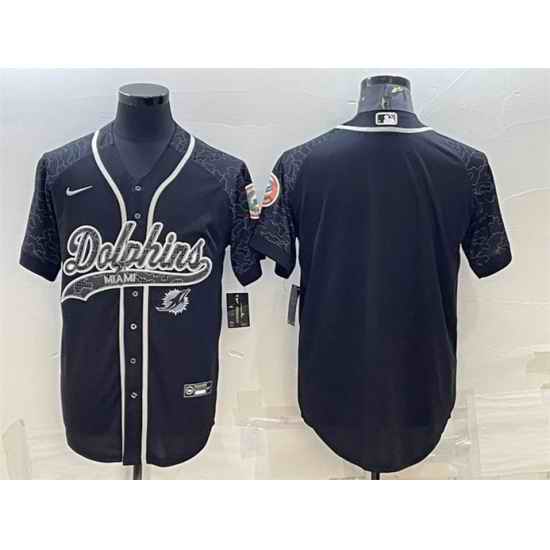 Men Miami Dolphins Blank Black Reflective With Patch Cool Base Stitched Baseball Jersey->minnesota vikings->NFL Jersey