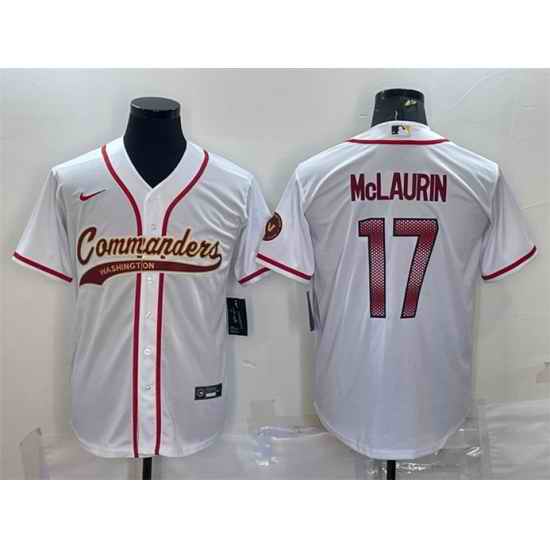 Men Washington Commanders #17 Terry McLaurin White With Patch Cool Base Stitched Baseball Jersey->washington commanders->NFL Jersey