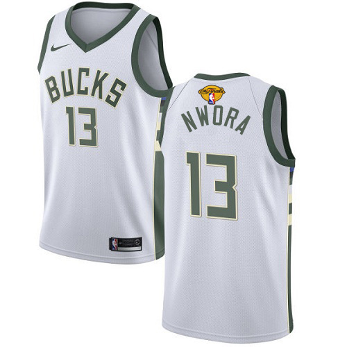 Nike Milwaukee Bucks #13 Jordan Nwora Men’s 2021 NBA Finals Bound Swingman Association Edition Jersey White Youth->youth nba jersey->Youth Jersey